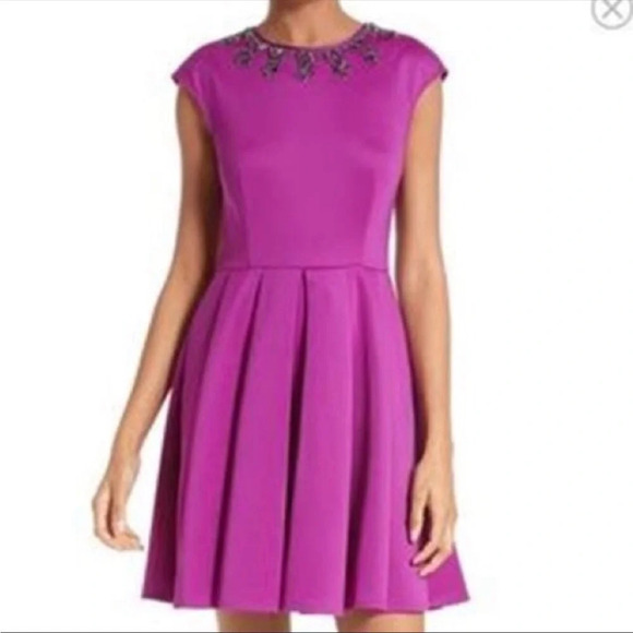 TED BAKER JADORE PURPLE DRESS - Picture 1 of 8